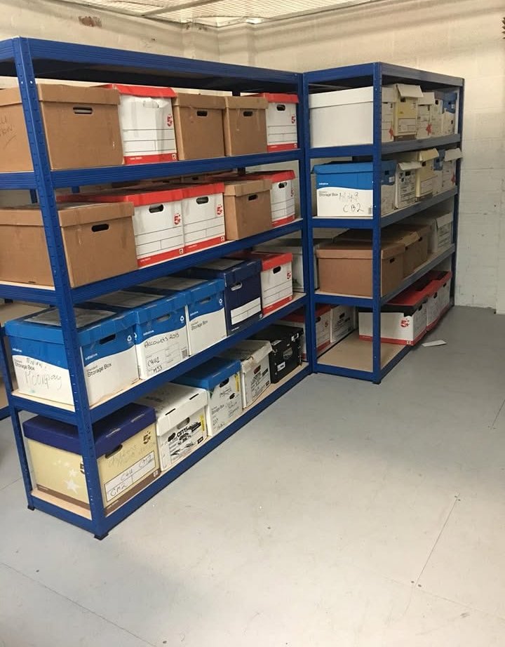 Archive storage boxes on shelving — KC Removal Solutions storage service